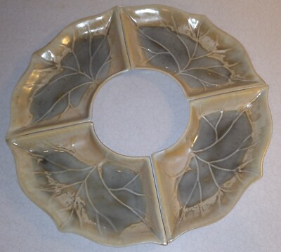 Vintage Ceramic Pottery Lazy Susan Chip Dip Trays-image