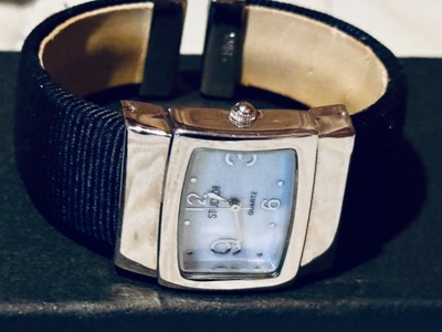 Studio White Dial Case Hinge Black Cuff Bracelet Band Watch-image
