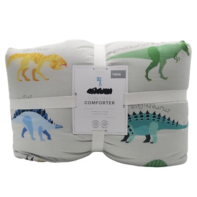 Pottery Barn Kids FINN Dino Dinosaur TWIN Quilt Comforter ~ Multi-image