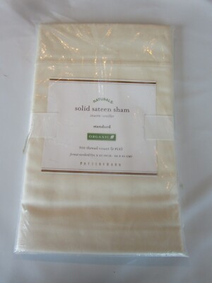 1 Pottery Barn solid sateen 350TC standard sham natural  New with tag-image