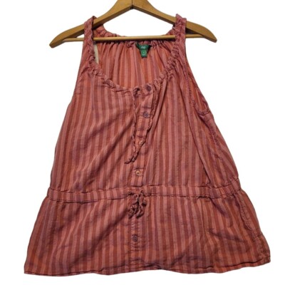 Dip Shirt Womens L Pink Striped Button Tie Front Tank Top-image