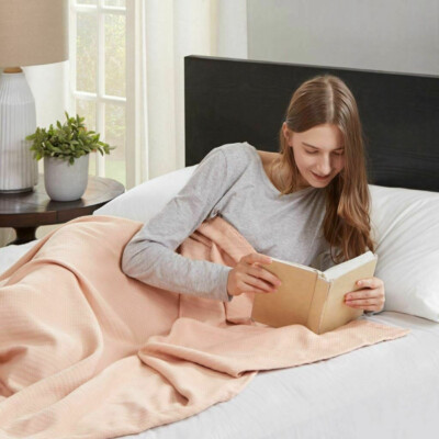 MADISON PARK KING SIZE BLANKET BLUSH PINK NIP-image