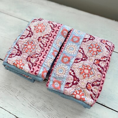 2 Pottery Barn Nalini Floral Block Print Quilted Standard Shams Medallion Pink-image