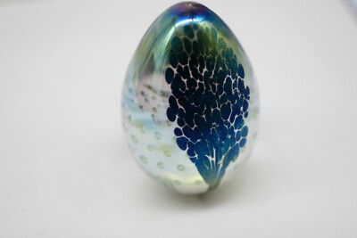 Studio GES 92 Iridescent Egg Shaped Paperweight W/ Bubbles L1-image
