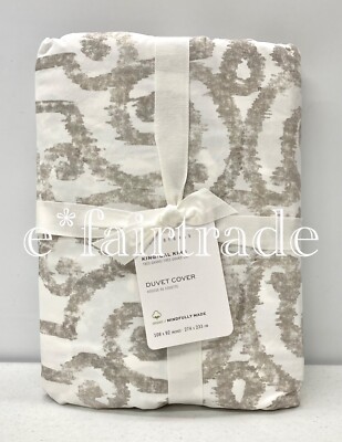NEW Pottery Barn Margot Scroll Organic KING~CAL KING Duvet Cove~Taupe-image