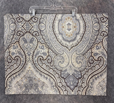 Pottery Barn Standard Pillow Sham Case Cover Beale Paisley Gray Tan Eclectic-image