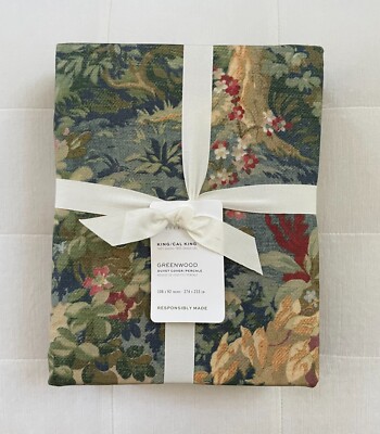 Pottery Barn GREENWOOD Percale King/Cal King Duvet Cover Multicolor NWT-image