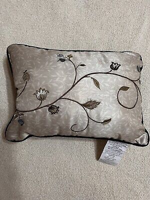 Madison Park  Decorative Pillow Brown/Silver/Blue/Beige 12x16 Embroidery Design-image