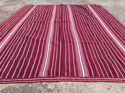 Vintage Traditional Handmade Pottery Barn Striped Wool Multicolor Kilim 64x55 in-image
