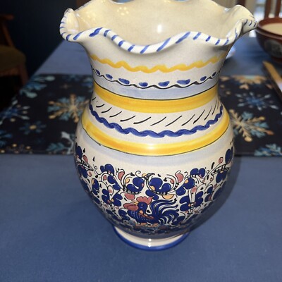 Dip.a mano Deruta pottery large ceramic Vase 9 1/2”-image