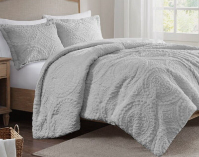 Full-Queen  Embroidered Medallion Long Fur to Mink Comforter Set,MP10-6013-image