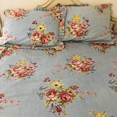 Pottery Barn floral bouquets Full/Queen duvet, with 2 Standard Size Shams ￼VHTF-image