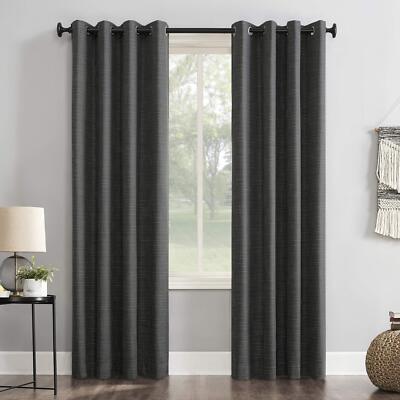 Sun Zero Brooks Burlap Weave Thermal Extreme Total Blackout Grommet Curtain-image