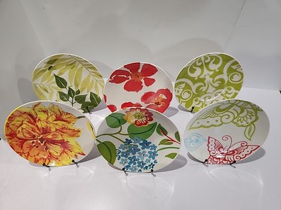 POTTERY BARN Plates Set of 6 Graphic Garden 8
