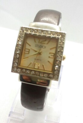 Studio1 Bangle watch Silver tone Crystals Women's Girls Female-image
