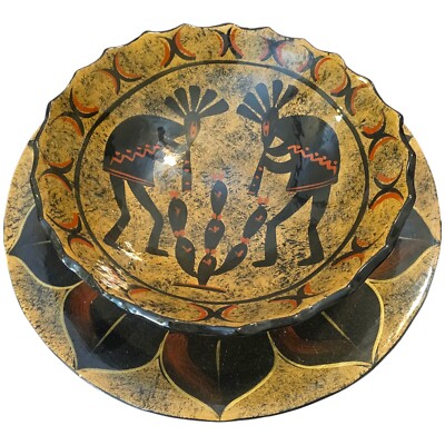  Large Bowl And Platter, Southwest Pottery,  Kokopelli Design-image