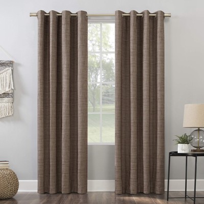Brooks Burlap Weave Thermal Extreme Total Blackout Grommet Curtain Panel, 52