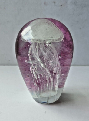 Cosmic Pink Jelly Fish Studio Art Glass Paperweight 4