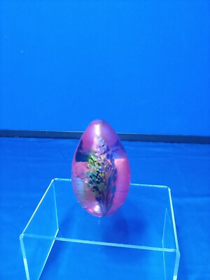 GES Handpainted Glass Eye Studio Iridescent Egg Paperweight-image
