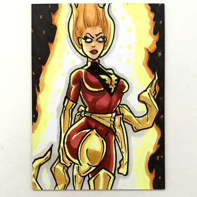 🔥 1 of 1! Marvel Comics and Rivals X-Men Dark Phoenix Hand Drawn Sketch Card!🔥-image