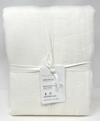 NEW~Pottery Barn~Belgian Flax Linen Duvet Cover KING ~ White-image
