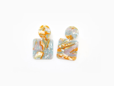 Valet Studio NWT Abigail Earrings in Sky Blue and Orange-image