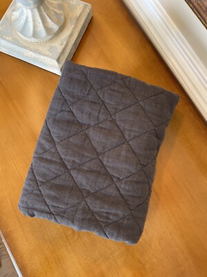 NWOT Pottery Barn Belgian Flax Linen Diamond Quilted STANDARD Sham~Charcoal-image