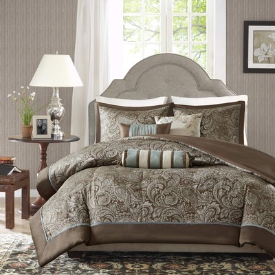 Aubrey Duvet Cover, Paisley Jacquard Duvet Cover Set, Ultra Soft Microfiber L...-image