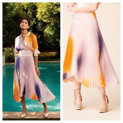 A.L.C. / Sonali ombre pleated midi dip dye shark bite hem skirt L Large-image