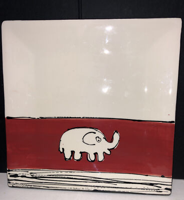 MODERN ART DAUGHERTY? STUDIO CERAMIC ABSTRACK ELEPHANT  LARGE PLATTER-image