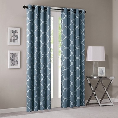 Madison Park Blue Saratoga Fretwork Curtain Panel (1 panel)   108