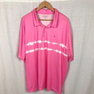 Crown & Ivy Men's Short Sleeve Dip Dyed Polo Shirt Pink White Collared Size XXL-image