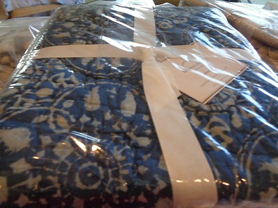 Pottery Barn Brianna standard  quilted sham blue indigo  New-image