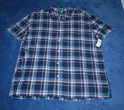 NWT Mens Dip Button Up Shirt Plaid Blue Size XLT-image