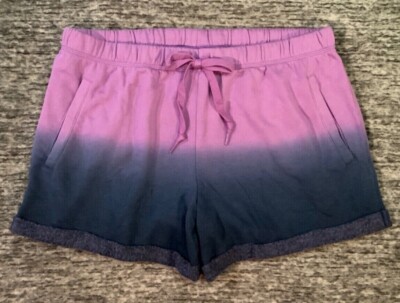 Victoria's Secret Pink Ombre Dip Dye Boyfriend Shorts Amethyst Orchid Blue XL-image