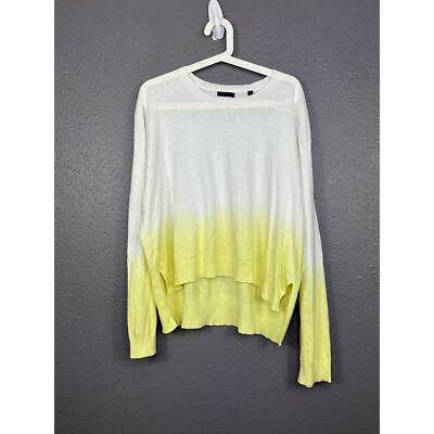 ATM Anthony Thomas Melillo Womens Yellow Dip Dye Crew Neck Knit Sweater Large-image
