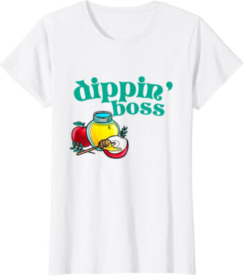 Rosh Hashanah Dippin' Boss Apple Honey Dip Jewish Ladies' Crewneck T-Shirt-image