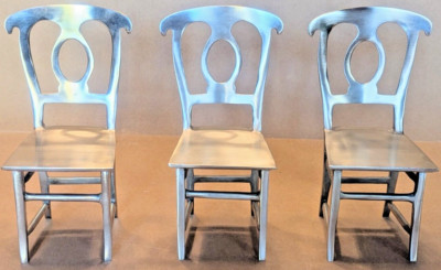 Pottery Barn Chair Metal Bookends Doll Chairs Stainless Steel  8” Tall Lot of 3-image