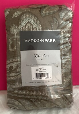 Madison Park Classic Jacquard Window Rod Pocket Valance With Beads 50