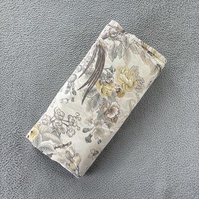 Pottery Barn King Duvet Chic Chinoiserie Peacock Beige Yellow Egyptian Cotton-image