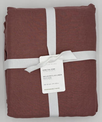 Pottery Barn Belgian Flax Linen KING Duvet Cover ~ Rosewood-image