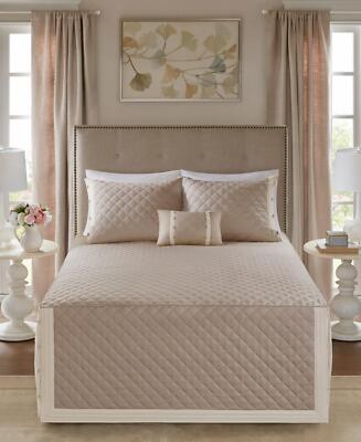 Madison Park Breanna Quilted 4-Pc. Bedspread Set Diamond Khaki Brown Queen-image