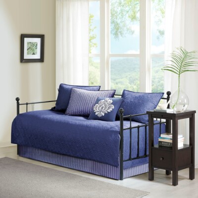 6 Piece Reversible Daybed Cover Set Navy Daybed-image