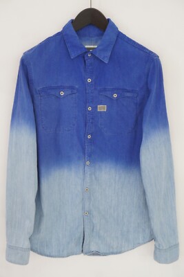Men G-Star Casual Shirt Cotton Cromart Dip Dress shirt l/S Blue Size L MKA415-image