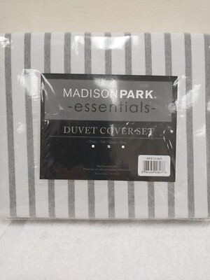 Madison Park Essentials Duvet Cover Set Full/Queen Gray Stripes-image