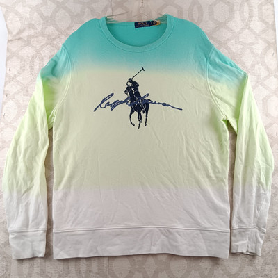 Polo Ralph Lauren Shirt Mens Large Green Yellow Dip Dye Long Sleeves-image