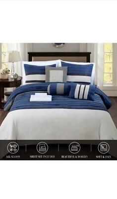 Madison Park Trinity Faux Silk Charmeuse 7-Pc. Comforter Set - KING - Taupe-image