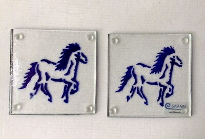 Studio Art Fused Glass Coasters By Saga Glass Iceland Horse 4