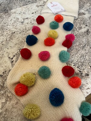 Pottery Barn Kids POM POM MERRY & BRIGHT Christmas Stocking Holiday NWT-image