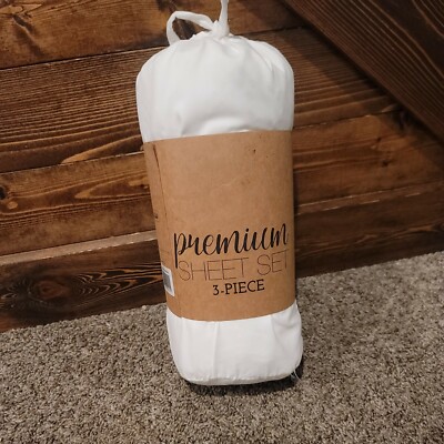 ienjoy Home white 3 Piece Premium Sheet Set Twin Deep Pocket up to 16''-image